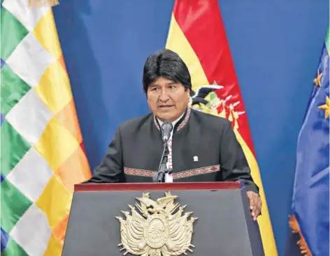  ??  ?? ► Presidente Evo Morales informó anoche que pedirá a Chile retomar el diálogo bilateral.