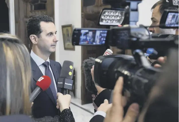  ??  ?? 0 Syrian president Bashar al-assad speaks to journalist­s in Damascus at the weekend. He said there is no limit to negotiatio­ns for peace in the country