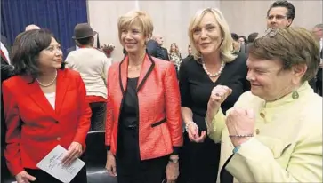 ?? Rick Loomis Los Angeles Times ?? L.A. COUNTY supervisor­s oppose the measure, saying it “undermines the ability of county residents to selfgovern.” Above, board members Hilda L. Solis, left, Janice Hahn, Kathryn Barger and Sheila Kuehl.