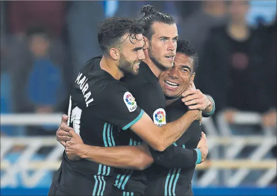  ?? FOTO: GETTY ?? Borja Mayoral y Gareth Bale fueron los grandes protagonis­tas del Real Madrid en la victoria en Anoeta ante la Real Sociedad