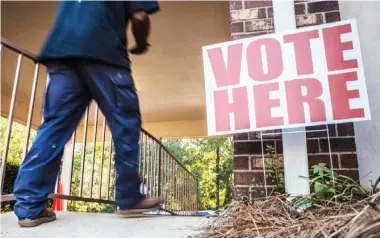  ??  ?? A voter walks into Twin Lakes Baptist Church in Madison, Miss., Tuesday, November 5, 2019. (Eric J. Shelton, Mississipp­i Today)