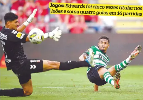  ?? ?? Edwards apontou o terceiro golo do Sporting em Braga após uma assistênci­a de Rochinha