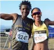  ?? | STEPHEN GRANGER ?? FORTUNATE CHIDZIVO and Nolene Conrad celebrate their wins in yesterday’s Bay to Bay road races.