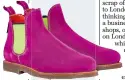  ??  ?? I’ve seen the fuschia, and it works (below, from top): safari boot, £239, Penelope Chilvers (penelope chilvers. com); jacket, £48, Topshop (topshop. com); jungle boot, £199, Penelope Chilvers, as before