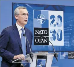  ?? REUTERS / JOHN THYS ?? Jens Stoltenber­g, secretario general de la OTAN, el pasado miércoles.