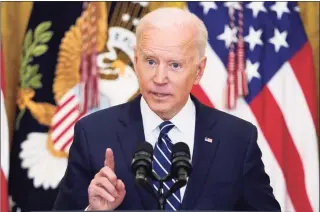  ?? Evan Vucci / Associated Press ?? President Joe Biden speaks during a news conference in the East Room of the White House on Thursday.