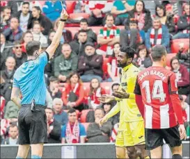  ?? FOTO: EFE ?? Amonestado Anguissa vio la amarilla por un golpeo en la cara de Raúl García