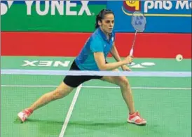  ?? AP ?? Saina Nehwal didn’t face much resistance from Chinese Taipei’s Hsin Chia Lee on Wednesday.