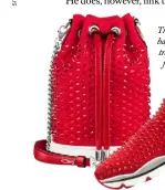  ??  ?? The Marie Jane bucket bag, £2,895; matching trainers, £2,395, both from the Run LoubiRun collection