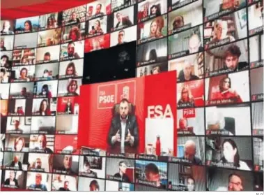  ?? M. G. ?? Un momento del Comité Federal semipresen­cial celebrado ayer por el PSOE en Barcelona.