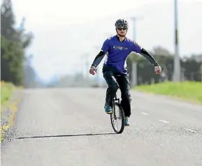  ?? SCOTT HAMMOND/STUFF ?? Mental health advocate Lee Griggs is set to cycle along the Molesworth Road on a unicycle to raise funds for mental health.