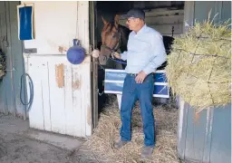  ?? ASHLEY LANDIS/AP ?? Trainer Tim Yakteen will saddle two horses in Saturday’s Kentucky Derby. Tabia, above, and Messier were both trained by Bob Baffert, who’s serving a 90-day ban.