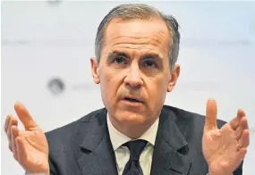  ??  ?? Bank of England Governor Mark Carney speaking in London yesterday