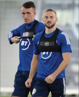  ??  ?? Scotland Under- 21 caps David Turnbull ( left) and Allan Campbell could link up again in the Celtic midfield in the future