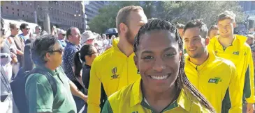  ??  ?? Australian women 7s rep Elia Green during the opening ceremony in San Francisco on July 20, 2018.Photo: Leone Cabenatabu­a