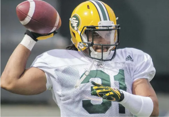  ?? ROBERT MURRAY ?? Eskimos fullback Calvin McCarty will start the CFL season under his fifth head coach — and former teammate — Jason Maas.