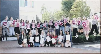  ??  ?? TOP MARKS The girls of Portsmouth High School celebrate their results. Right, Mahera Fatima Chowdary, 16, achieved five A*, one 9, two 8s, one 7 and one 6