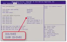 ??  ?? Set USB or DVD as the first option in the boot order list of your BIOS
