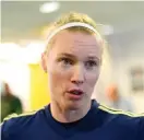  ?? Bild: CARL SANDIN ?? Hedvig Lindahl vaktar målet mot Ukraina i kväll.