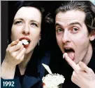  ??  ?? 1992
Future Doctor Who star Peter Capaldi and his actress wife Elaine celebrated with ice cream when their film Soft Top Hard Shoulder won an award at the London Film Festival.