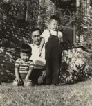  ?? ?? George (right) and his brother, Henry, with their father. Photograph: Handout