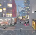  ??  ?? Rendering of East Village’s Riff pedestrian street.