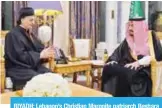  ??  ?? RIYADH: Lebanon’s Christian Maronite patriarch Beshara Rai meets Saudi King Salman yesterday. — AFP