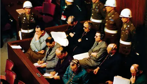  ??  ?? Some of the leading figures in the Nazi regime stand trial at Nuremburg, 1945. “The purging of those who had perpetrate­d the
worst war crimes, grossly inadequate though it was, drained much of the poison from postwar politics,” says Ian Kershaw