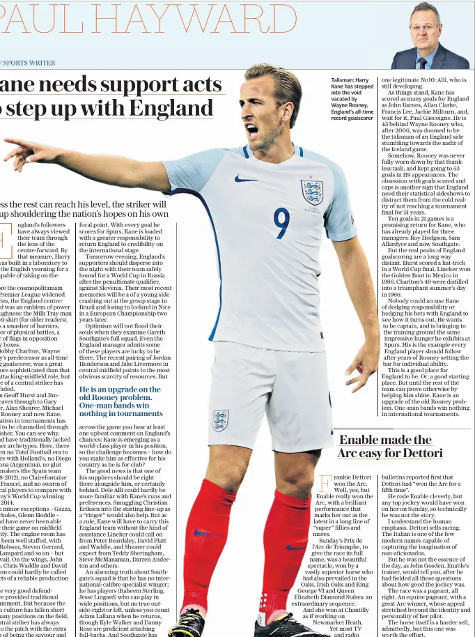  ??  ?? Talisman: Harry Kane has stepped into the void vacated by Wayne Rooney, England’s all-time record goalscorer