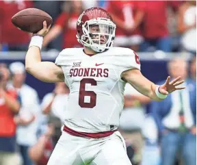  ?? TROY TAORMINA, USA TODAY SPORTS ?? Quarterbac­k Baker Mayfield and No. 14 Oklahoma face a major challenge Saturday, playing host to No. 4 Ohio State.