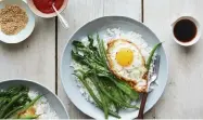  ?? Linda Xiao, © The New York Times Co. ?? Toasted coconut rice with bok choy and fried eggs.