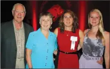  ??  ?? Cheryl McArton Ward,
UA Sports Hall of Honor inductee, second from right, is joined by her daughter Rachel Ward, from right, and her parents Elizabeth and Ron McArton at the VIP reception on Aug. 29.