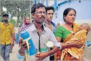  ?? PT ?? A baby is rescued after a major fire broke out at Murshidaba­d Medical College and Hospital in West Bengal on Saturday.