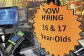  ?? AP ?? A sign on a cash register inside a discount department retail store in Las Vegas this month. Jobs may be plentiful, but wage growth seems to be peaking.