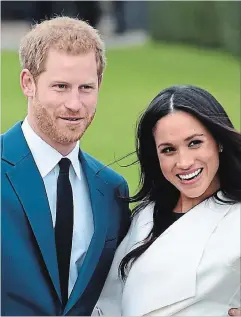  ?? EDDIE MULHOLLAND THE ASSOCIATED PRESS ?? Prince Harry and Meghan Markle pose for the media at Kensington Palace on Nov. 27 after news of their engagement was made public.
