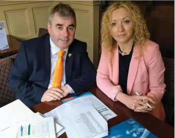  ??  ?? Minister of State for the OPW and Flood Relief Kevin ‘Boxer’ Moran with Cllr Marie Casserly.