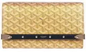  ??  ?? A LIMITED-EDITION version of the Monte Carlo clutch in gold Goyardine canvas, left, was created exclusivel­y for the new Goyard boutique in Beverly Hills (the lot of 20 sold out quickly). The store, above, opened last month as the French company’s...