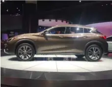  ?? LEE BAILIE FOR THE TORONTO STAR ?? The 2017 Infiniti QX30 will be powered by a 2.0-litre turbocharg­ed four-cylinder engine producing 208 horsepower.