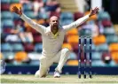  ?? Photograph: Darren England/ AAP ?? Nathan Lyon has not only learned how to survive on Australian pitches but thrive.