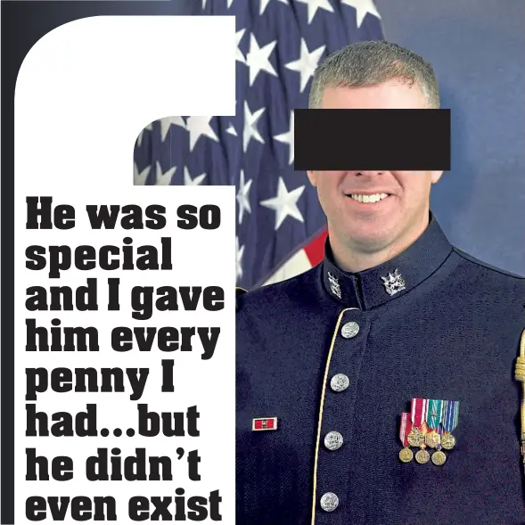  ??  ?? This picture of unwitting US soldier is used by romance fraud gangs online