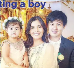  ??  ?? Shamcey Supsup and husband Lloyd Lee with daughter Nyke. Far right: Shamcey is giving birth to a boy in November.