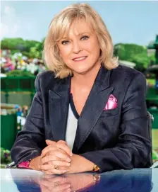  ??  ?? Court in the act Sue Barker introduces live coverage