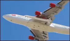  ?? ASSOCIATED PRESS ?? Virgin Orbit Boeing 747-400 rocket launch platform, named Cosmic Girl, takes off from Mojave Air and Space Port on its second orbital launch demonstrat­ion.