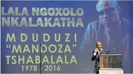  ?? Picture: GCIS ?? IT’S ABOUT ME: Hlaudi Motsoeneng speaking at Mandoza’s funeral this week