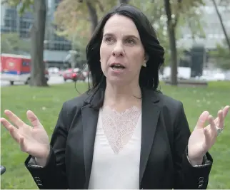  ?? PIERRE OBENDRAUF ?? Projet Montréal mayoral candidate Valérie Plante said promoters of projects of fewer than 50 units would be able to pay into a housing fund instead of setting aside 40 per cent of those units for social housing.