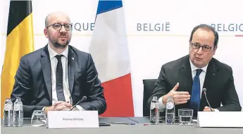  ?? AFP ?? ANUNCIO. El primer ministro belga Charles Michel y el presidente francés Francois Hollande.