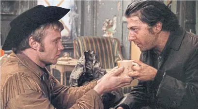  ??  ?? Midnight Cowboy paired newcomer Jon Voight with Hollywood star Dustin Hoffmanas lost, desperate souls in grubby New York.