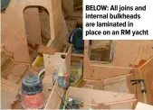  ?? ?? BELOW: All joins and internal bulkheads are laminated in place on an RM yacht