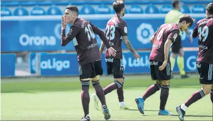  ?? FOTO: GETTY ?? Iago Aspas celebra su tanto
Hizo el segundo y antes y después asistió a Nolito y Santi Mina