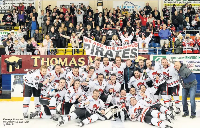  ??  ?? Champs Pirates win the Scottish Cup in 2016.Pic by Al Goold